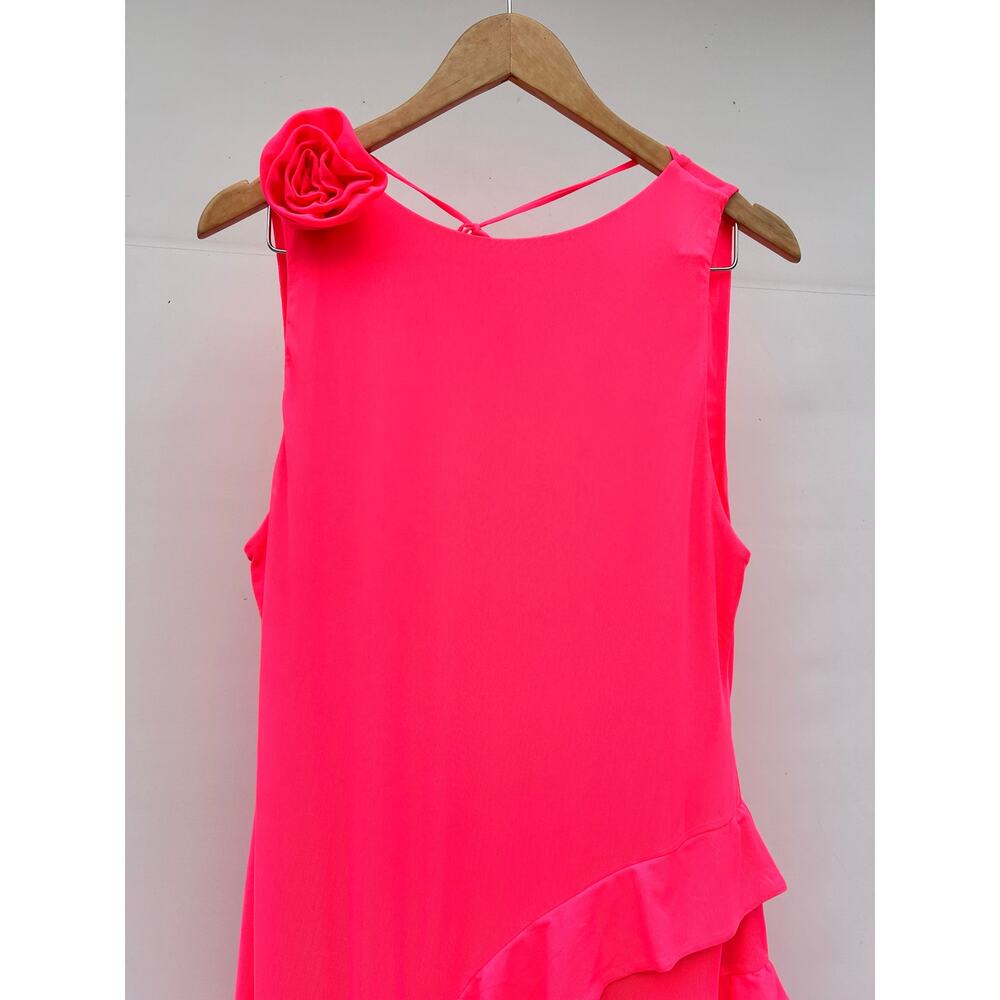 AFRM Airess Hot Pink Ruffle Backless Maxi Y2K Neon Maxi Large Long Vacation - Picture 5 of 10